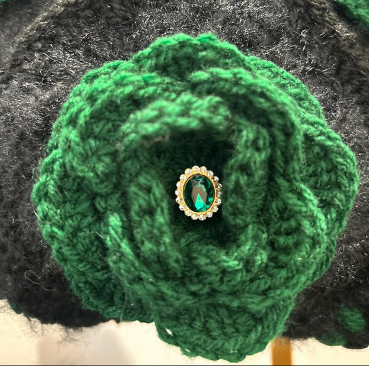 Emerald rose crochet handbag additional view