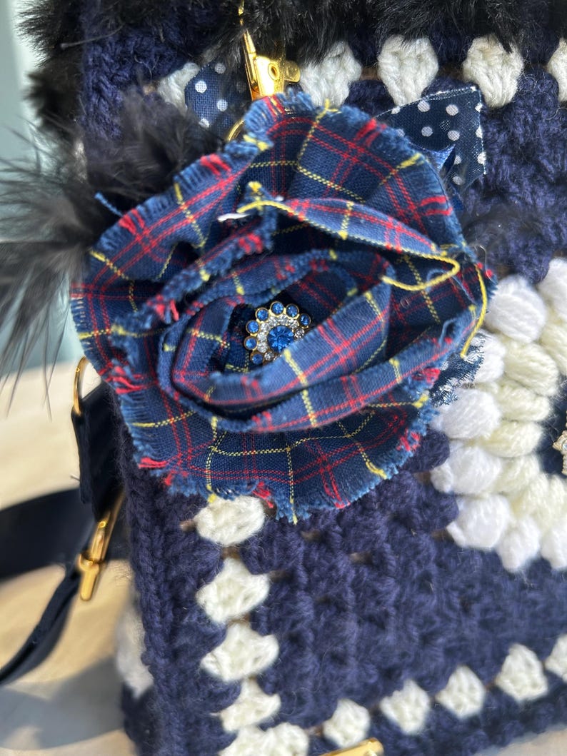 Vintage crochet handbag styled view