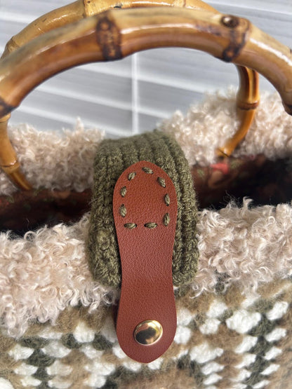 Olive crochet bag with tassel charm