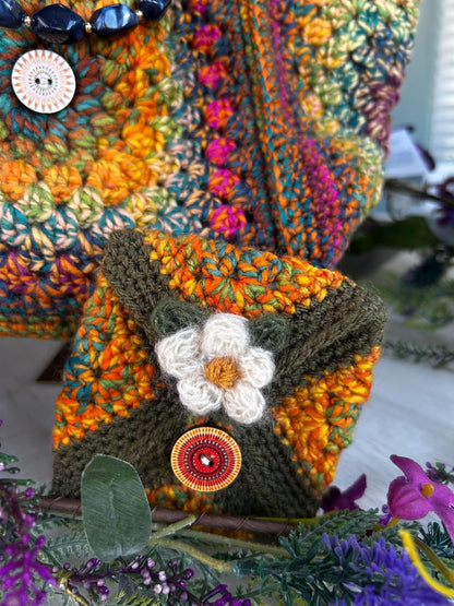 Multicolour crochet bag with matching small pouch